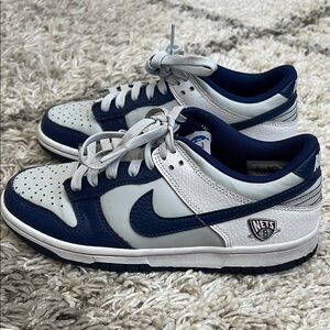 Nike Dunk Low White & Navy Brooklyn Nets Youth Sneakers. Size 5Y.